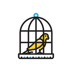 Multi color icon for parrot in a cage
