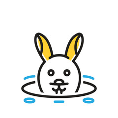 Multi color icon for rabbit in burrow