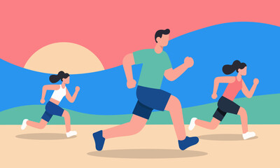 Fototapeta premium Active Lifestyle Three People Running Outdoors