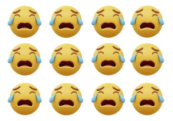 Naklejka premium Crying emojis grid pattern
