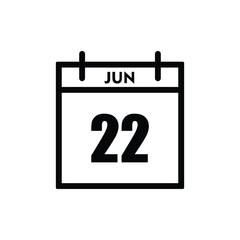 calender icon, 22 june icon with white background