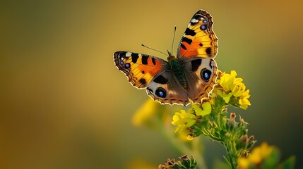 Fototapeta premium butterfly on yellow flower