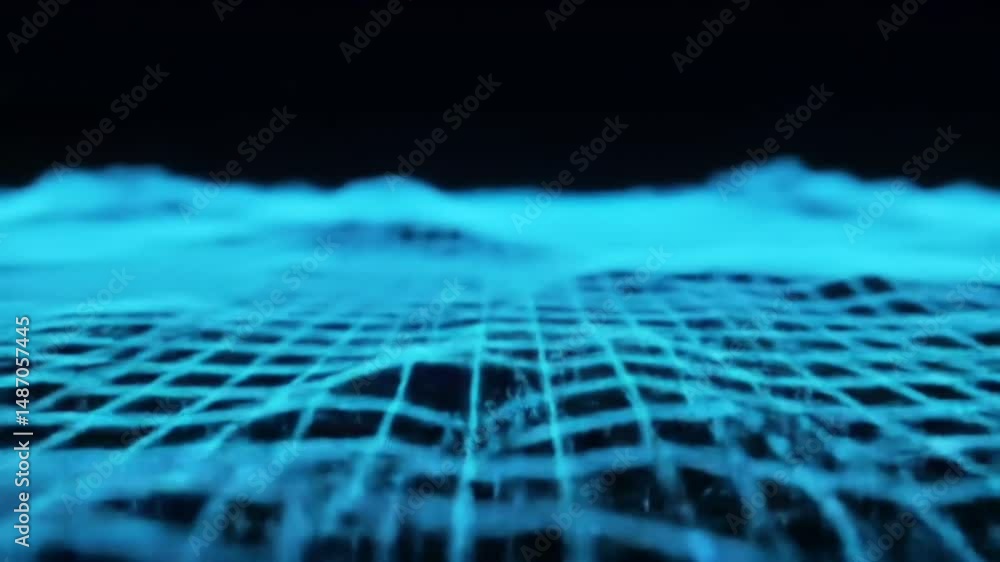 Poster abstract glowing grid animation moves and undulates in a seamless loop