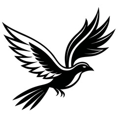 Vector Illustration of a Flying Bird with Spread Wings