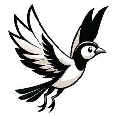 Vector Illustration of a Flying Bird with Spread Wings