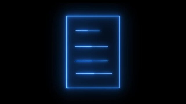 Neon glowing note book icon animation on background.