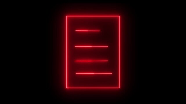 Neon glowing note book icon animation on background.
