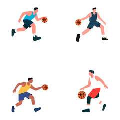 Four Basketball Players in Action