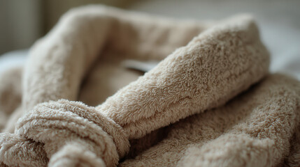 Soft Cotton Robe with Plush Texture on a Bright Daylight Background for Cozy Lifestyle Imagery
