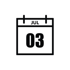calender icon, 03 july icon with white background