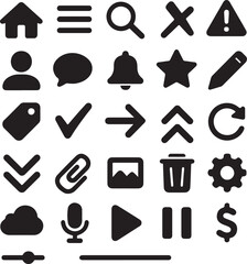 User Interface Icon Collection Minimal UI Symbols Vector Illustration