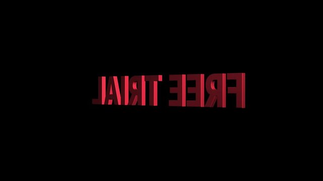 free trial 3D text looped animation with discount sale on red black white green 4k background. super offer discount. free trials