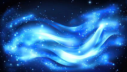 Cosmic blue waves in a starry night sky