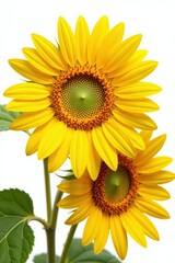 Fototapeta premium Close-up of sun-drenched sunflowers & seeds against pure white, food, white, healthy