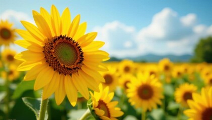 Vibrant sunflower, AI generated, close-up view, design, sun, golden