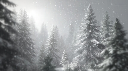Fototapeta premium Dreamy Snowy Landscape with Soft Focus and Gentle Light Creating a Serene Winter Atmosphere