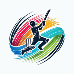 Obraz premium Dynamic Cricket Logo Design – Bold Emblem for Sports Teams, Tournaments, and Merchandise