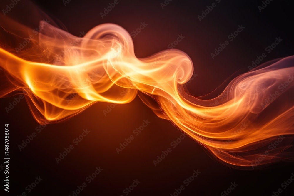 Poster swirling golden smoke rises from a dark background in a smooth, wave-like pattern. use this image to