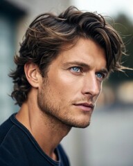 Obraz premium Handsome Male Portrait AI-Generated Hyperrealistic Model