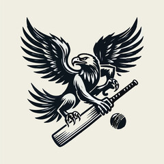 Obraz premium Dynamic Cricket Logo Design – Bold Emblem for Sports Teams, Tournaments, and Merchandise