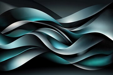 Obraz premium Abstract wave design with deep teal and dark tones