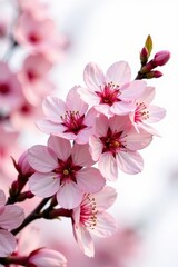Obraz premium Delicate pink blossoms clustered together, isolated on white , nature, flowers, pink