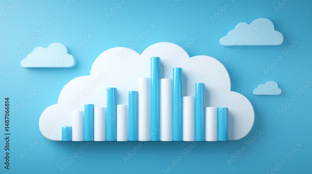 Poster insightful cloud-augmented gdp-per-hour productivity score icon concept with advanced data visualiza