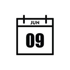 calender icon, 09 june icon with white background