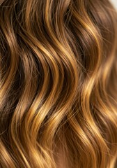 Closeup of Wavy Brown and Blonde Hair with Highlights