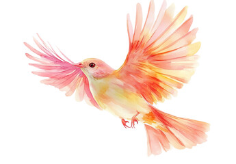 Fototapeta premium Watercolor flying bird, white background 