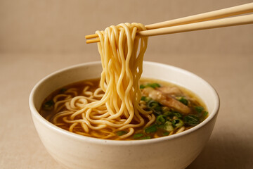 Noodle ramen soup with chicken