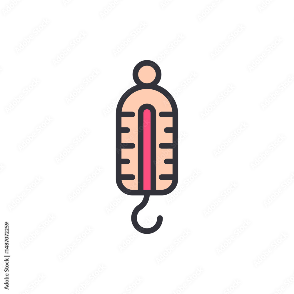 Poster stylized icon of a dynamometer tool for measuring force and weight