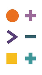 Obraz premium plus minus signs | Abstract Geometric Shapes Featuring Various Colors and Minimalist Composition