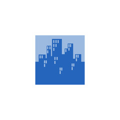 Building vector. Night city silhouette. Simple cityscape. Urban logo