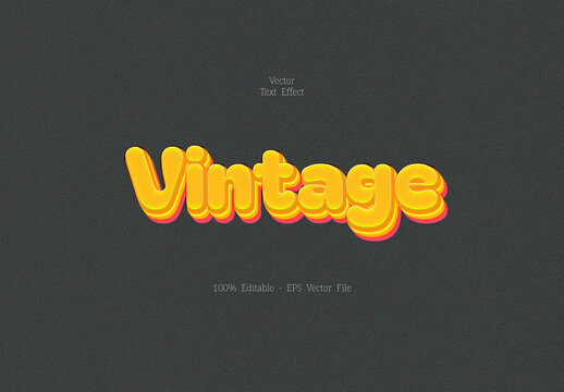 Vintage Text Effect Template with 3D Style
