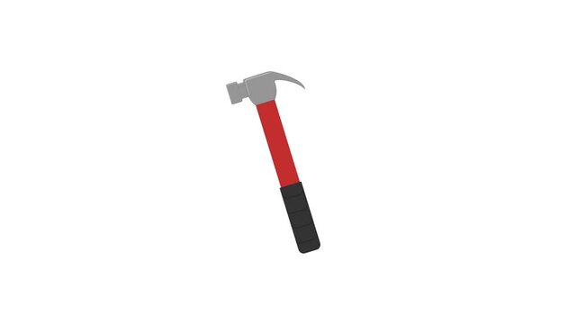 hammer with red and black handle on white background. tools. handyman tools. carpentry and repair. simple animation. motion graphics