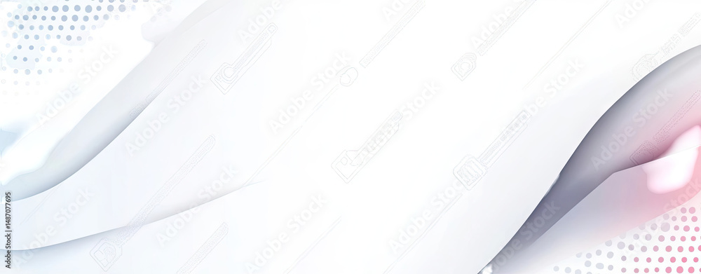 Poster abstract white and pink background with curved lines and halftone pattern
