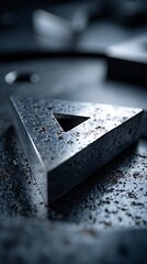 Rusty Metal Triangle Geometric Form with Industrial Concept, CloseUp, and Abstract Design.