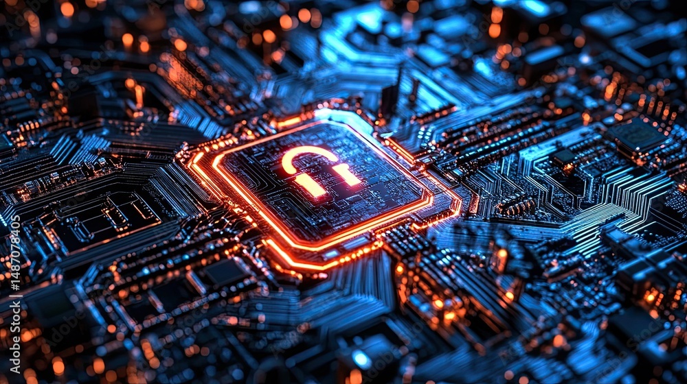 Poster cybersecurity abstract technological background showcasing network structures and protection