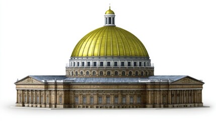 Obraz premium Brass mausoleum dome isolated on white background. Generative AI