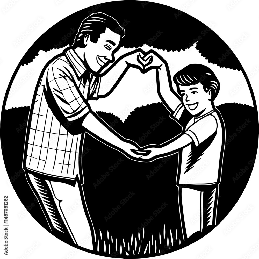 Poster design a touching father’s day card featuring a hand drawn scene of a dad and child sharing a moment