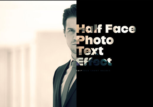 Half Face Photo Text Effect Mockup