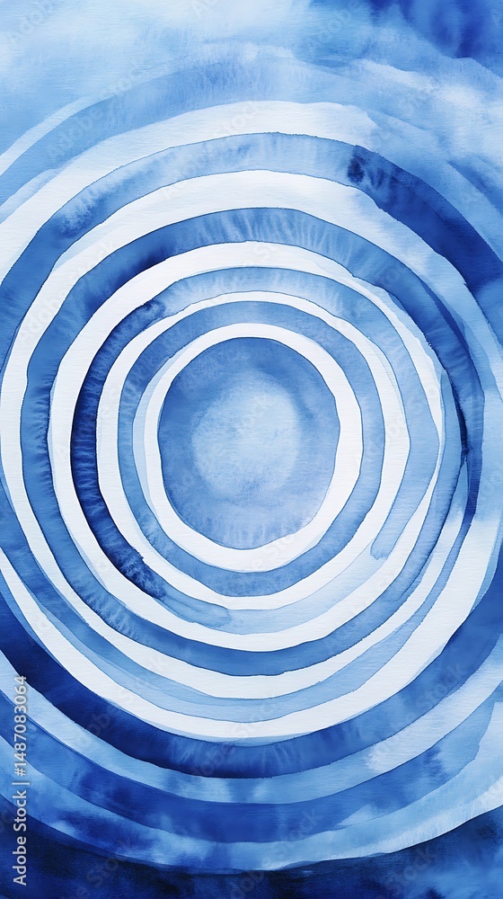 Aufkleber delicate layered watercolor design featuring flowing concentric arcs in periwinkle for a gentle back
