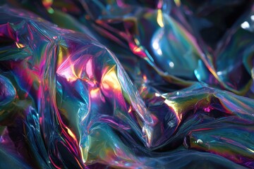 Naklejka premium Colorful, iridescent abstract texture with holographic hues.