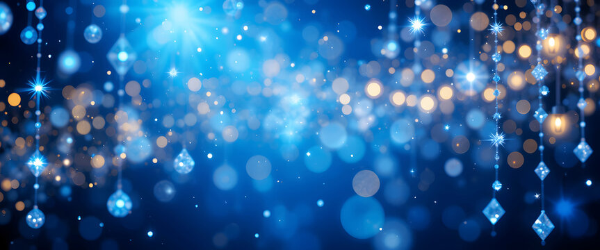 A mesmerizing display of twinkling lights against a blue backdrop creates a captivating atmosphere that enchants viewers and evokes joyful emotions.