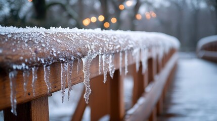 Fototapeta premium Lantern-lit pathway curving through a serene snow-dusted garden under the stars, Generative AI