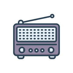 Color illustration icon for radio