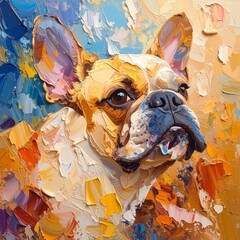 French Bulldog in palette knife technique
