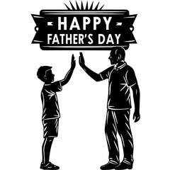 Obraz premium Silhouette design of father and son connecting through a high five capturing joyful moments and strong relationships ideal for family themed visual content
