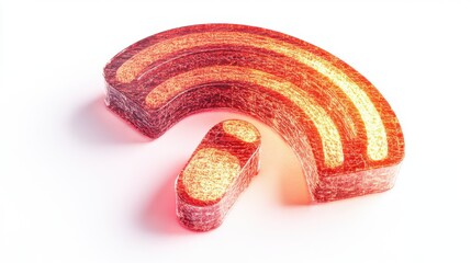 Red and Orange WiFi Symbol 3D Render on White Background